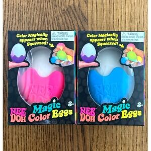 Authentic PINK BLUE Nee Doh Magic Color Eggs Lot 2 Squeeze Stress Toy